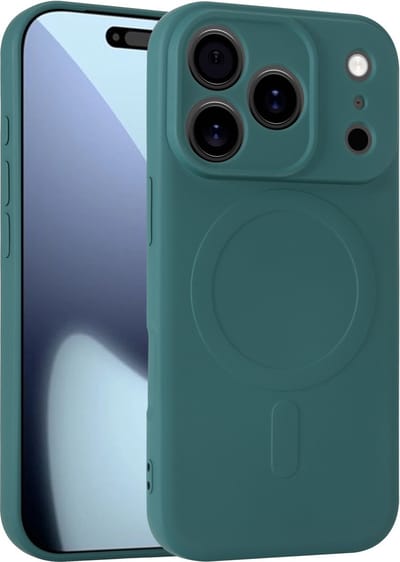 ShieldCase siliconen Magneet back cover geschikt voor iPhone 17 Pro (donkergroen) – zacht hoesje met premium bescherming, perfecte pasvorm en stijlvol design