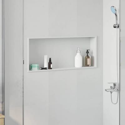vidaXL - Douche - Niche - Wit - 75 - x - 30 - x - 9,5 - cm - Roestvrij - staal