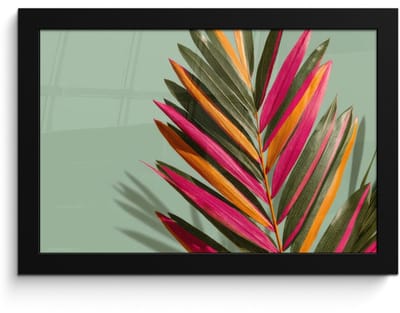 Poster in lijst - Fotolijst 30x20 cm - Posters - Tak - Bladeren - Kleurrijk - Schaduw - Posterlijst zwart - Decoratie - Wanddecoratie woonkamer - Muurdecoratie slaapkamer