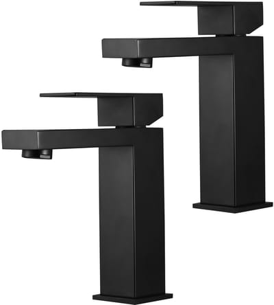 Oraymin 2x Vierkante Wastafelkraan - Enkelhendel Mengkraan - Koud & Warm Water - RVS 304 - Mat Zwart