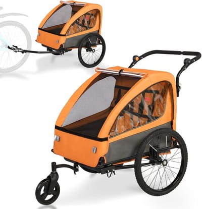 Kinderfietskar - Fietskar Kinderen - Veilig Vervoer - Verende Banden - XL - Oranje