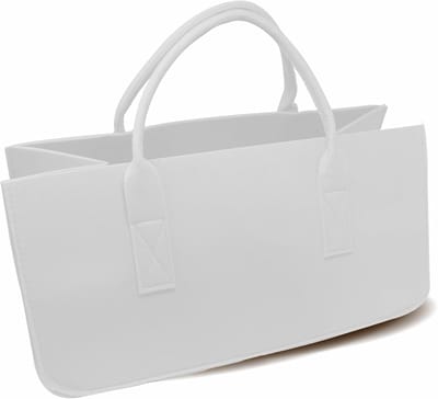Vilten Opbergtas - Mand Krant Houder - Haardhout Opslag - Duurzaam Polyestervilt - 50x25x25 cm - Wit