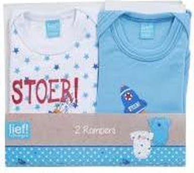 Lief! Stoer Rompers 2 Pack voor Baby’s maat 74-80 – 24x20x2cm | Kleding voor Zuigelingen | Rompertjes en Box pakjes | Babykleding voor Jongetjes