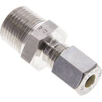 3/8'' NPT Buitendraad x 6L RVS Rechte Knelfitting 315 Bar DIN 2353 - FL2S-MO-ST-038N-06-L