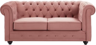 Vente-unique Tweezitsbank van pastelroze fluweel CHESTERFIELD