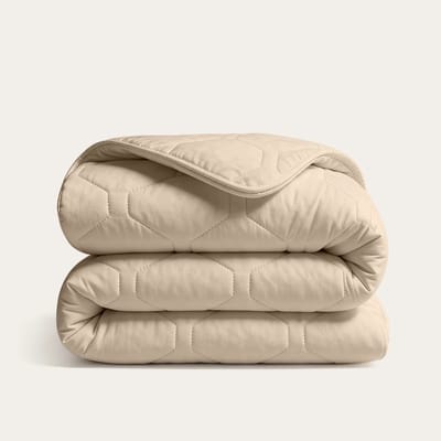 HappyBed Dekbed zonder overtrek 140x200 - Wasbaar Dekbed - Bedrukt dekbed zonder hoes - Hoesloos Dekbed - Eenpersoonsdekbed - Taupe
