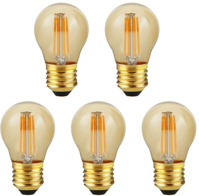 SPL E27 LED Lamp 4W Dimbaar - CRI 90 - Goud - Extra Warm Wit - LED Filament G45 - Amber - Vervangt 26W - 5 Stuks
