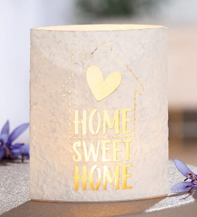Home - Ellipse „Sweet Home“ - Decoratieve lamp (LED) - Hart motief - Staand + Hangend - 13 x 16 cm
