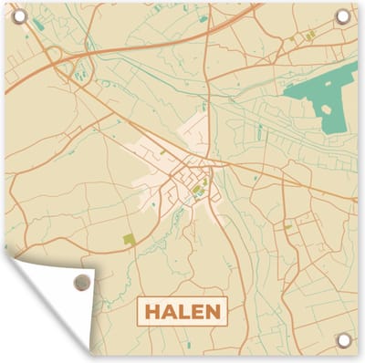 Tuin poster Halen - Vintage - Kaart - Stadskaart - Plattegrond - 200x200 cm - Tuindoek