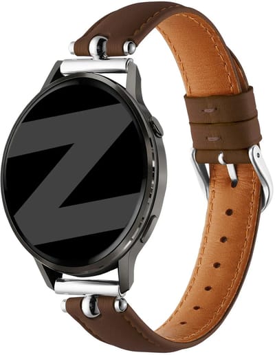 Bandz Leren 'D-Type' bandje geschikt voor Samsung Galaxy Watch 7 (40/44mm) / Galaxy Watch 6 (Classic) / Galaxy Watch 5 (Pro) / Galaxy Watch 4 / Watch 3 / Watch FE / Polar Ignite 3-2 / Pacer / Unite / Huawei GT3 - GT2 / Amazfit GTS 4-3-2 (Bruin)