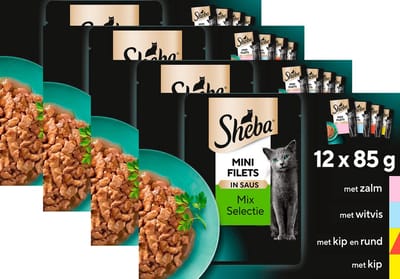 Sheba Kattenvoer - Mini Filets - Selectie van de Chef in Saus - Maaltijdzakjes 48x85g