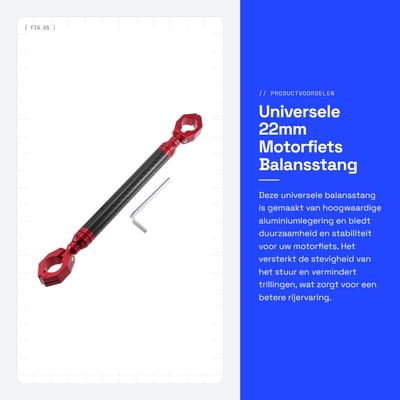 Dailygoods- Balansstang 22mm - Aluminiumlegering - Duurzaam - Corrosiebestendig - Versterkt Stuur - Vermindert Trillingen - Stuurstang