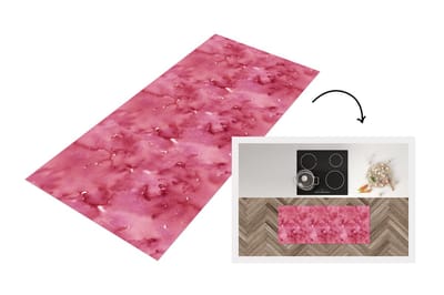 Keukenloper - Loper keuken - Patroon - Waterverf - Roze - 120x50 cm - Keukenloper vinyl