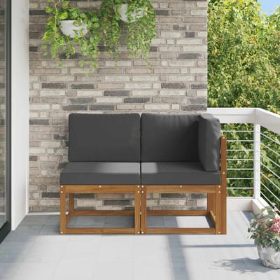 vidaXL - Outdoor - Midden- - en - Hoekbank - 2 - Stuk - Natuurlijk - en - Antraciet