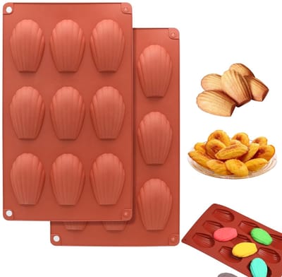 Dailygoods- Siliconen Vorm - 2 Stuks - 9 Holtes - Anti-aanbaklaag - Schelpvorm - Voor Chocolade/Cake/Snoep - Bakvorm