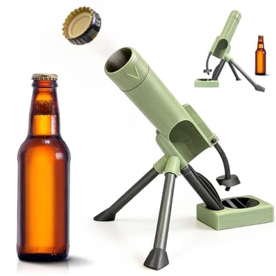 Sogiol® Upgrade (XL 43cm) Tactische Mortier Flesopener - Met Brede Opening (7.2cm) & Bierdop Schieter - Push Down Allesopener - Geschikt voor Corona 500ml - Cadeau Man - militair groen
