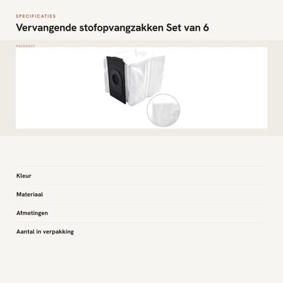 Cosensi- Stofopvangzakken Set van 6 - Vervangend voor Ultenic FS1/S3 - Duurzaam materiaal - Zelflegende zak - Efficiënt stofbeheer - Stofzak