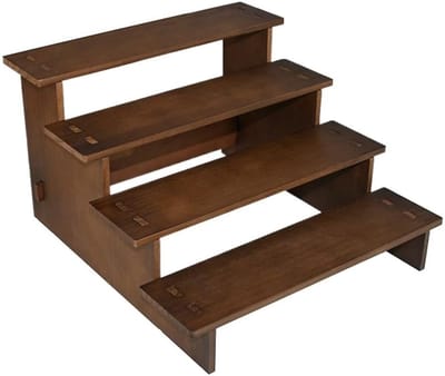 Sieradenrek Houten - Ordningsrek Accessoires - Sieraden Presenteren - Vier Lagen - Medium Formaat - Natuurlijk Hout