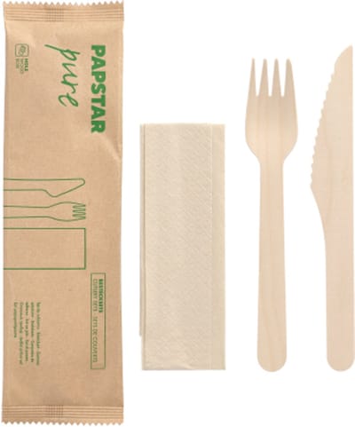 PAPSTAR bestek-set 'pure', van berkenhout, 3-delig