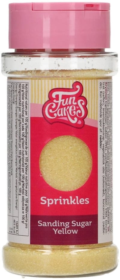 FunCakes Sanding Sugar - Geel - 80g - Gekleurde Suiker - Eetbare Taartdecoratie