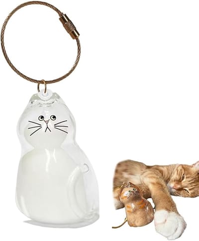 Daity Creatieve sleutelhanger in de vorm van een kattenhaarfles - transparant souvenir - opbergdoos - sleutelhanger - tashanger