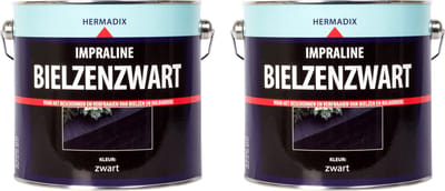 Hermadix impraline bielzenzwart - zwart - zijdemat - voor bielzen en geïmpregneerd hout - bladdert niet - 2 x 2,5 liter