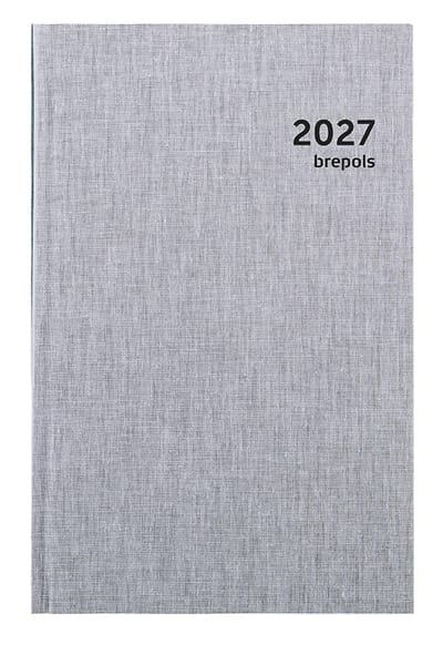 Brepols bureau agenda 2027 - SATURNUS LUXE [0.216] - DUBLETTA - Bureau agenda - 1 dag op 1 pagina - Dagoverzicht - Lichtgrijs - 13.3 x 20.8 cm