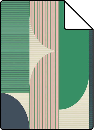 Proefstaal ESTAhome behang geometrische vormen groen, blauw, roze en beige - 26.5 x 21 cm - 131062-S