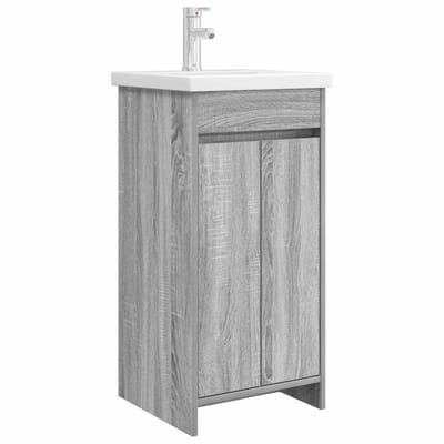 vidaXL - Badkamer - Vanity - met - Wastafel - Grijs - Sonoma - 42 - x - 40 - x - 84,5 - cm