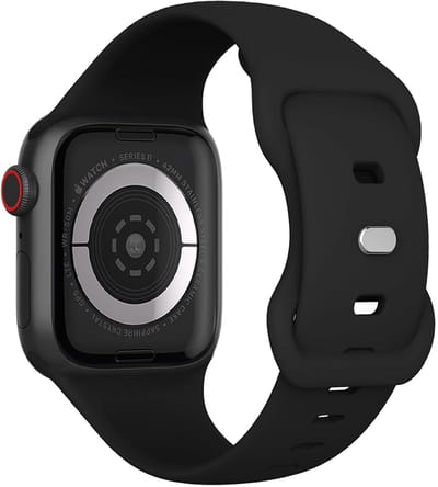 Bandje Geschikt voor Apple Watch 1, 2, 3, 4, 5, 6, 7, 8, 9, 10, 11, SE - 42/44/45/46 mm Bandje Siliconen Horloge Band Verstelbaar - Smartwatch Bandje Siliconen - Zwart