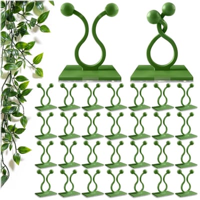 KZQ Plantenclips - Zelfklevende, herbruikbare muurclips voor klimplanten - Stevig en duurzaam, geschikt voor binnen- en buitengebruik - Groen - Verpakking van 100
