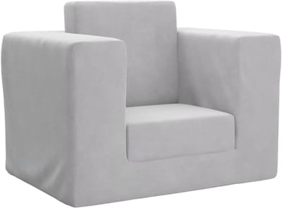 Kinder Slaapbank - Pluche Bankje - Spelen Lezen Ontspannen - Afneembare Wasbare Overtrek - 52x104cm Ligstand - Lichtgrijs