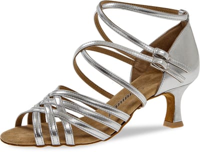 Dansschoenen Dames Diamant 108-077-013 - Bruidsschoenen - Latin Dansschoenen - Zilver Leer - Trouwschoenen Dames - Suede Zool - maat 42