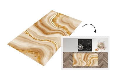 Keukenloper - Loper keuken - Marmer - Goud - Patronen - 120x60 cm - Keukenloper vinyl