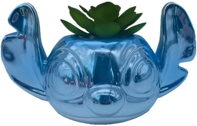 Lilo en Stitch Bloempot Keramische 3D Steek Blauw Metallic 9 cm, lilo en stitch, Bloempot