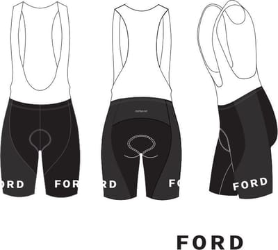 Retro Wielerbroek Ford - REDTED - ZWART - XXL