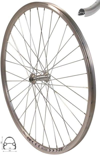 Fietswiel Voor - V-profiel Velg - Stadsfiets Onderhoud - Aluminium 6061-T6 - 28 Inch - Zilver