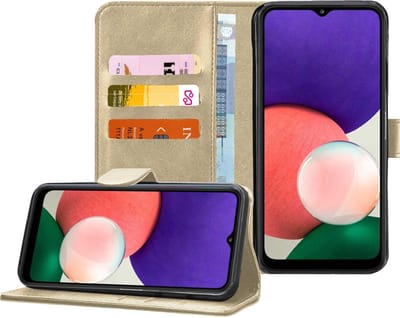 Hoesje geschikt voor Samsung Galaxy A22 5G - Book Case Portemonnee Hoesje Goud