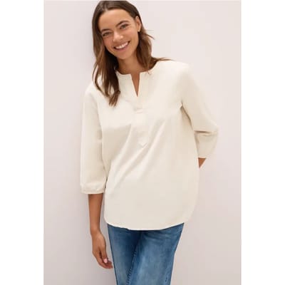 Corduroy blouse met gespleten hals