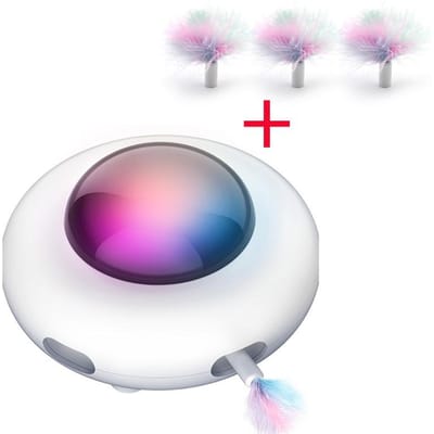 Kat Speelgoed Slimme Teaser UFO Huisdier Draaitafel Vangen Trainingsspeelgoed USB Opladen Kat Teaser Vervangbaar Veer Interactief Automatisch
