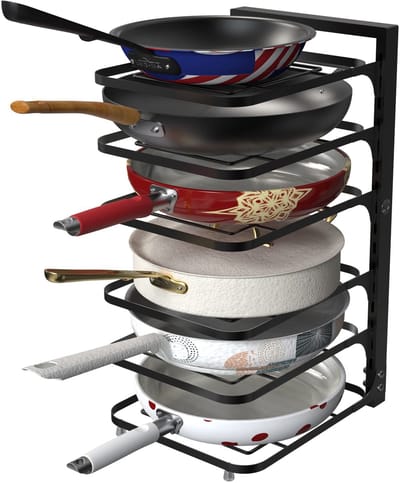 Dailygoods- Pannenrek 6-laags verstelbaar - Keukenrek - Organizer voor potten - Organizer voor deksels - Stevig metaal - Ruimtebesparend - Panorganizer