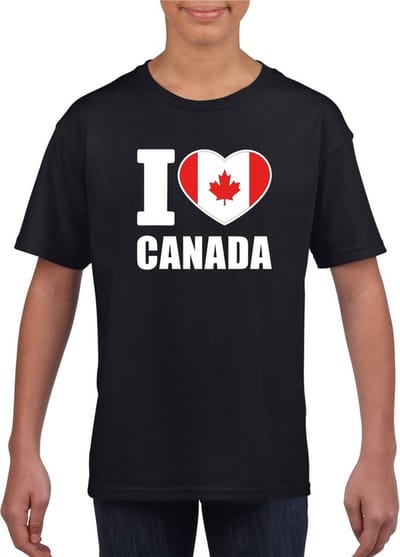 Zwart I love Canada supporter shirt kinderen - Canadees shirt jongens en meisjes 110/116
