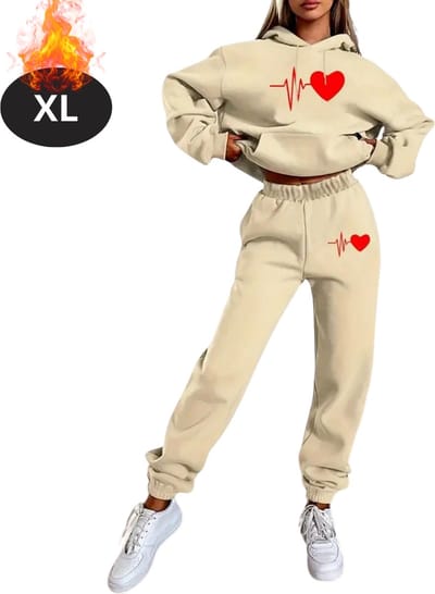 Nivard Joggingpak - Huispak - Volwassenen - Trainingspak - Comfortabel - Joggingsbroek - Tracksuit - Dames - Winter - Abrikoos - XL