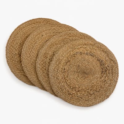 Placemat Set Gevlochten Jute Rond 6 stuks | 38 cm | Jute Natural | Natuurlijke Onderlegger | Bohemian & Landelijke Tafeldecoratie