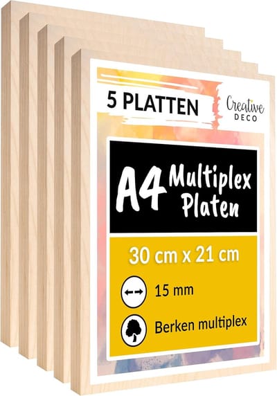 Multiplex Platen - Berkenhout Plaat - Houtbewerking Projecten - Baltische Berkenhoutlaag - 300x210x15mm - Beige
