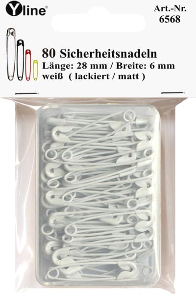 Mini Veiligheidsspelden 80 Stuks - 28 mm, Nikkelvrij, Wit, Perfect voor Hobby en Knutselen