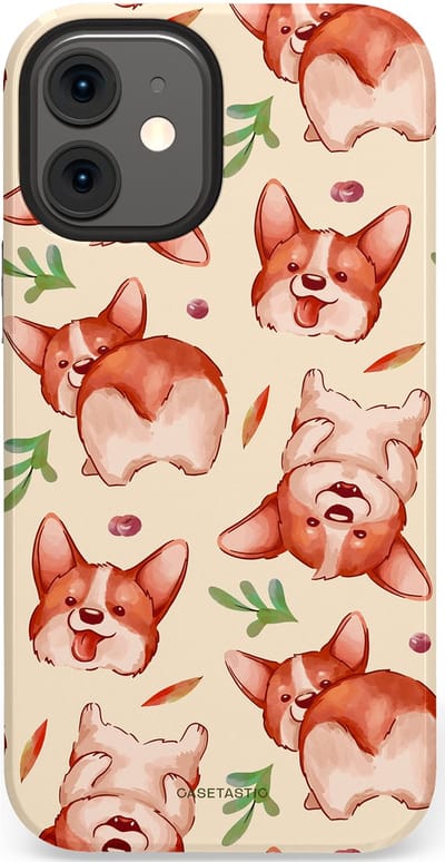 Casetastic Hoesje Geschikt voor Apple iPhone 12 Mini - Stijlvolle Beschermende Duo-layer Case - Corgipootjes