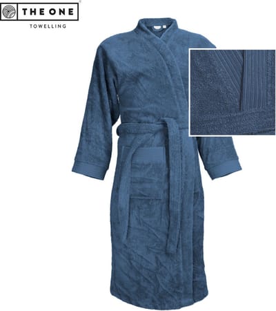 The One Towelling Badjas - XXL/XXXL - 122 x 63 x 62 cm - Zachte kamerjas - Vocht absorberend - 100% Gekamd badstofkatoen -Denim