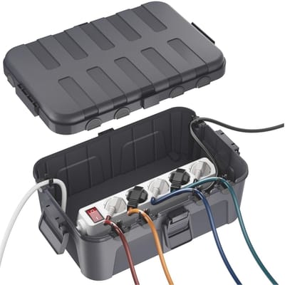 carmdering - Extra grote waterdichte kabeldoos -Verbindingsdoos - Kabeldoos - Kabelbox - IP54 Waterdichte Verdeeldoos voor Buiten - Polypropyleen - 6 Kabelingangen - Beschermdoos voor buitenstekkers/stekkerdozen