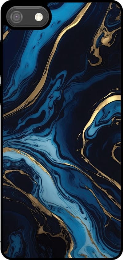 Smartphonica Telefoonhoesje Geschikt voor Huawei Y5 (2018) met marmer opdruk - TPU backcover case gold blue marble design - Goud Blauw geschikt voor Huawei Y5 (2018)